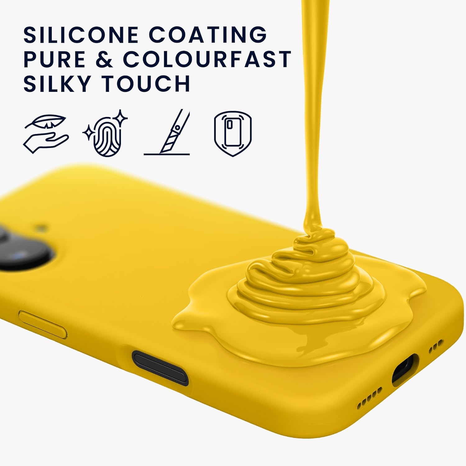 KW iPhone 16 Θήκη Σιλικόνης Rubberized TPU - Bright Yellow