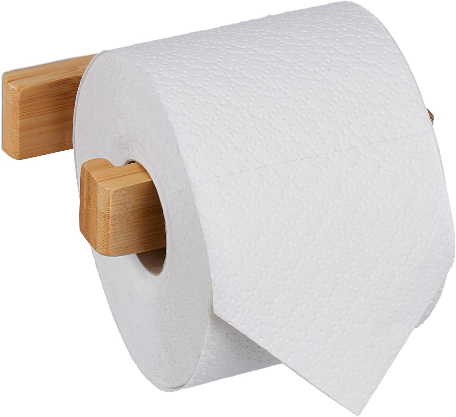 Relaxdays Επιτοίχια Αυτοκόλλητη Βάση Ρολού Τουαλέτας από Μπαμπού - Natural - 4052025485306