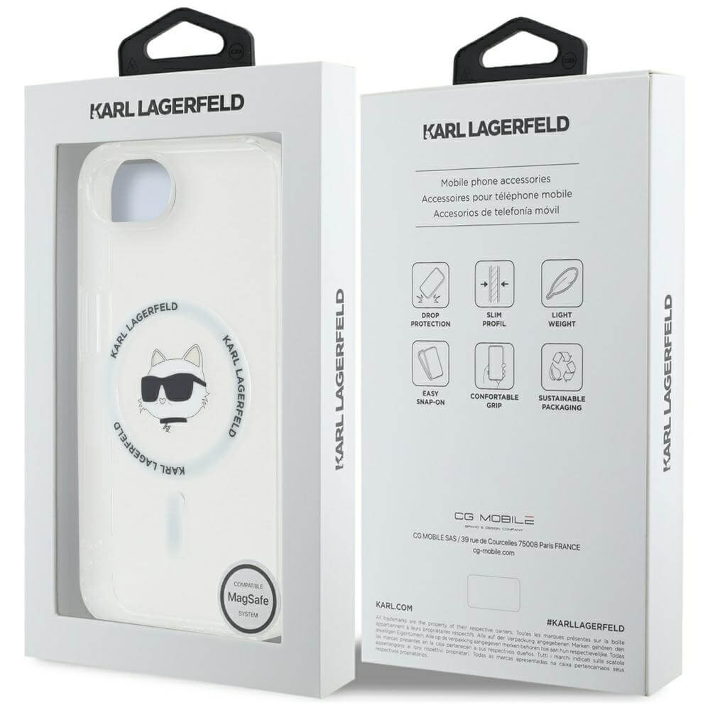 Karl Lagerfeld iPhone 16e - IML Metal Choupette Head - MagSafe Σκληρή Θήκη με Πλαίσιο Σιλικόνης - White - KLHMPSE4HLSCHH