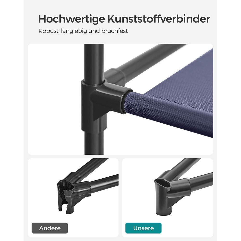 Songmics Υφασμάτινη Ντουλάπα με Ράγα Ρούχων και Ράφια - 150 x 175 x 45 cm - Navy Blue - LSF003I02