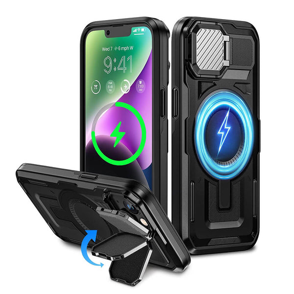 Techsuit iPhone 13 / 14 / 16e CamVault MagSafe Σκληρή Θήκη με Πλαίσιο Σιλικόνης - Black