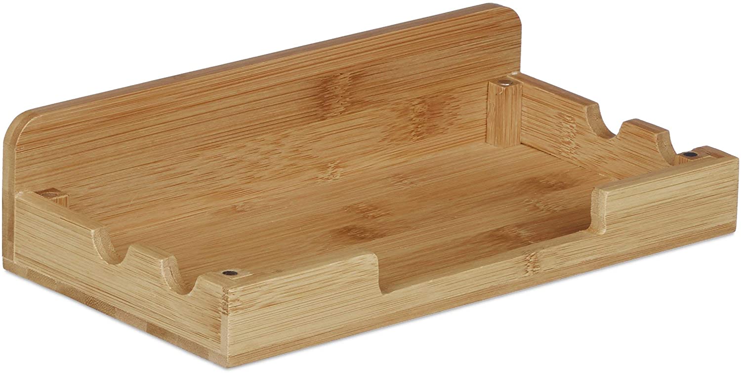 Relaxdays Επιτραπέζια Βάση για Φόρτιση Κινητών από Μπαμπού - Natural - 4052025206062