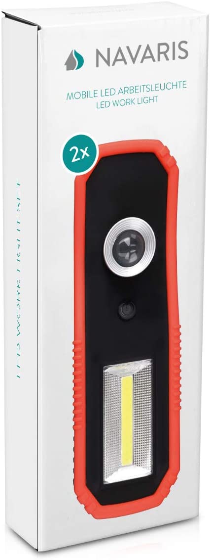 Navaris 2x 3W COB LED Work Light Σετ με 2 Φακούς Εργασίας με Μαγνητική Βάση και Γάντζο - Black / Red - 45758.02