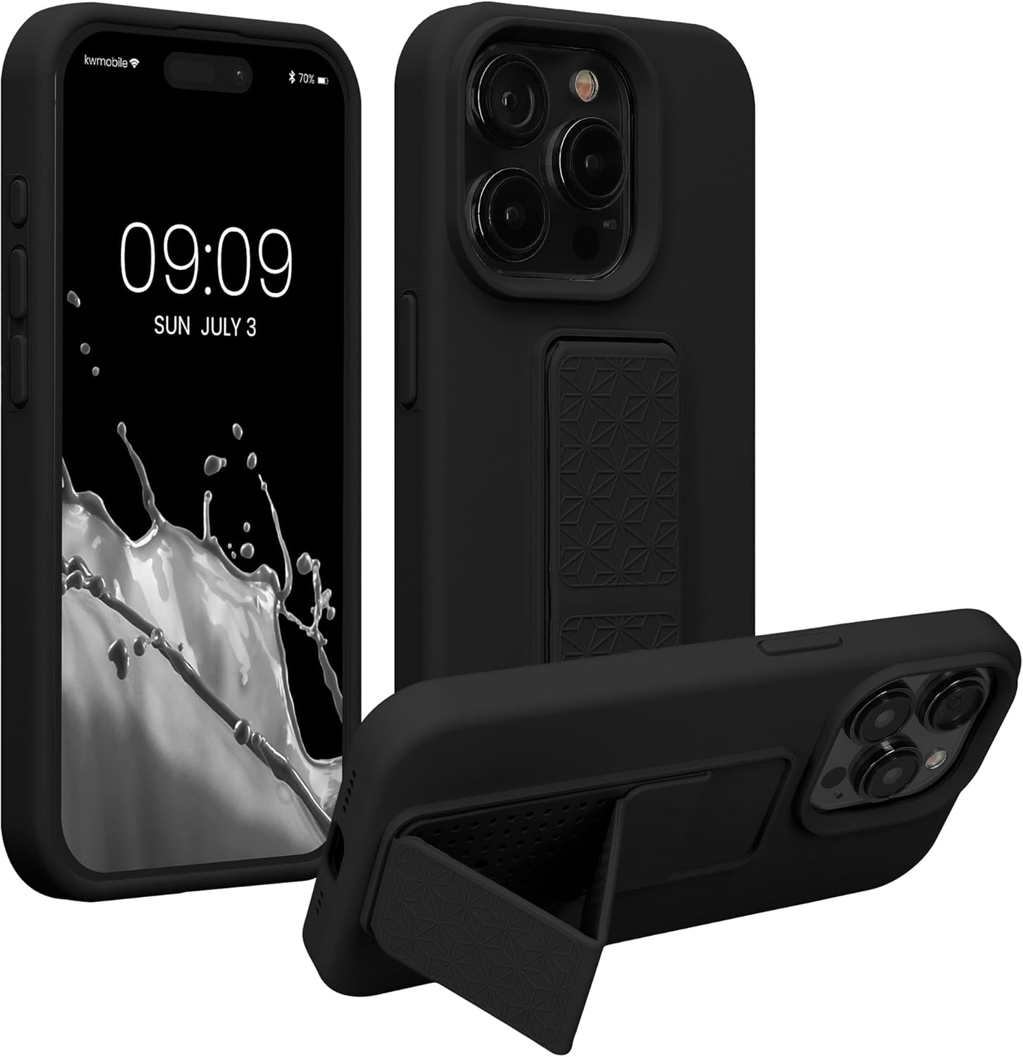 KW iPhone 15 Pro Θήκη Σιλικόνης TPU με Finger Holder - Black