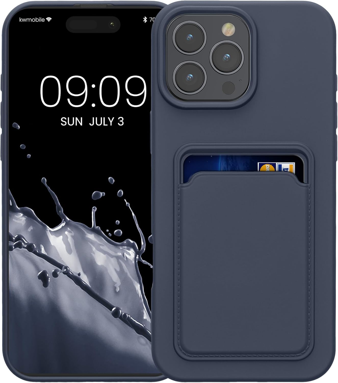 KW iPhone 16 Pro Max Θήκη Σιλικόνης TPU με Υποδοχή για Κάρτα - Dark Blue