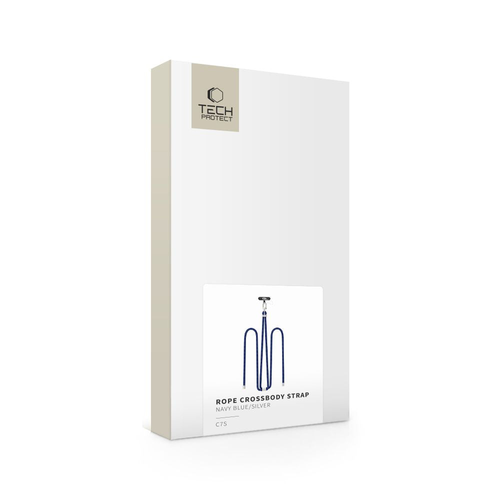 Tech-Protect C7S Rope CrossBody Strap - Universal Λουράκι για Θήκη Κινητού - Navy Blue / Silver