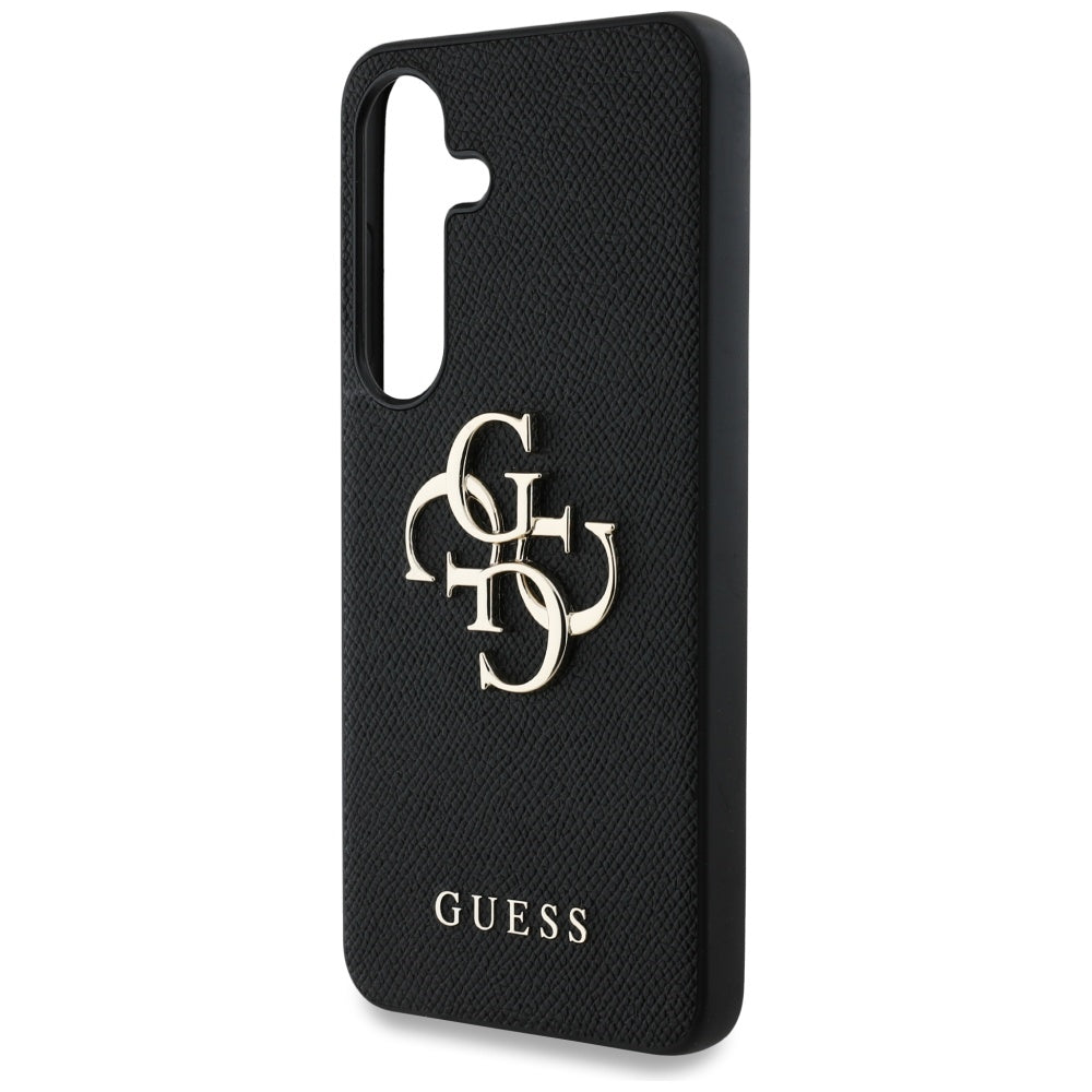 Guess Samsung Galaxy S25 Plus - Grained Big 4G Logo Small Classic Logo - Σκληρή Θήκη με Επένδυση από Οικολογικό Δέρμα - Black - GUHCS25MPGT4MBK