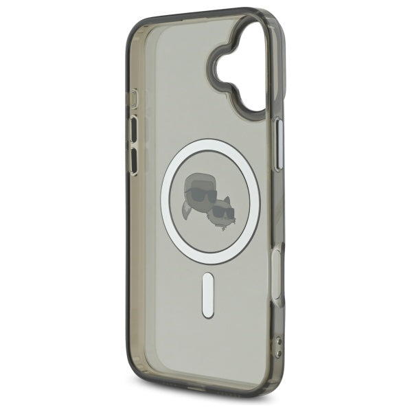 Karl Lagerfeld iPhone 16 - IML Metal Karl and Choupette Head - Σκληρή Θήκη με Πλαίσιο Σιλικόνης και MagSafe - Black - KLHMP16SHLSKCK