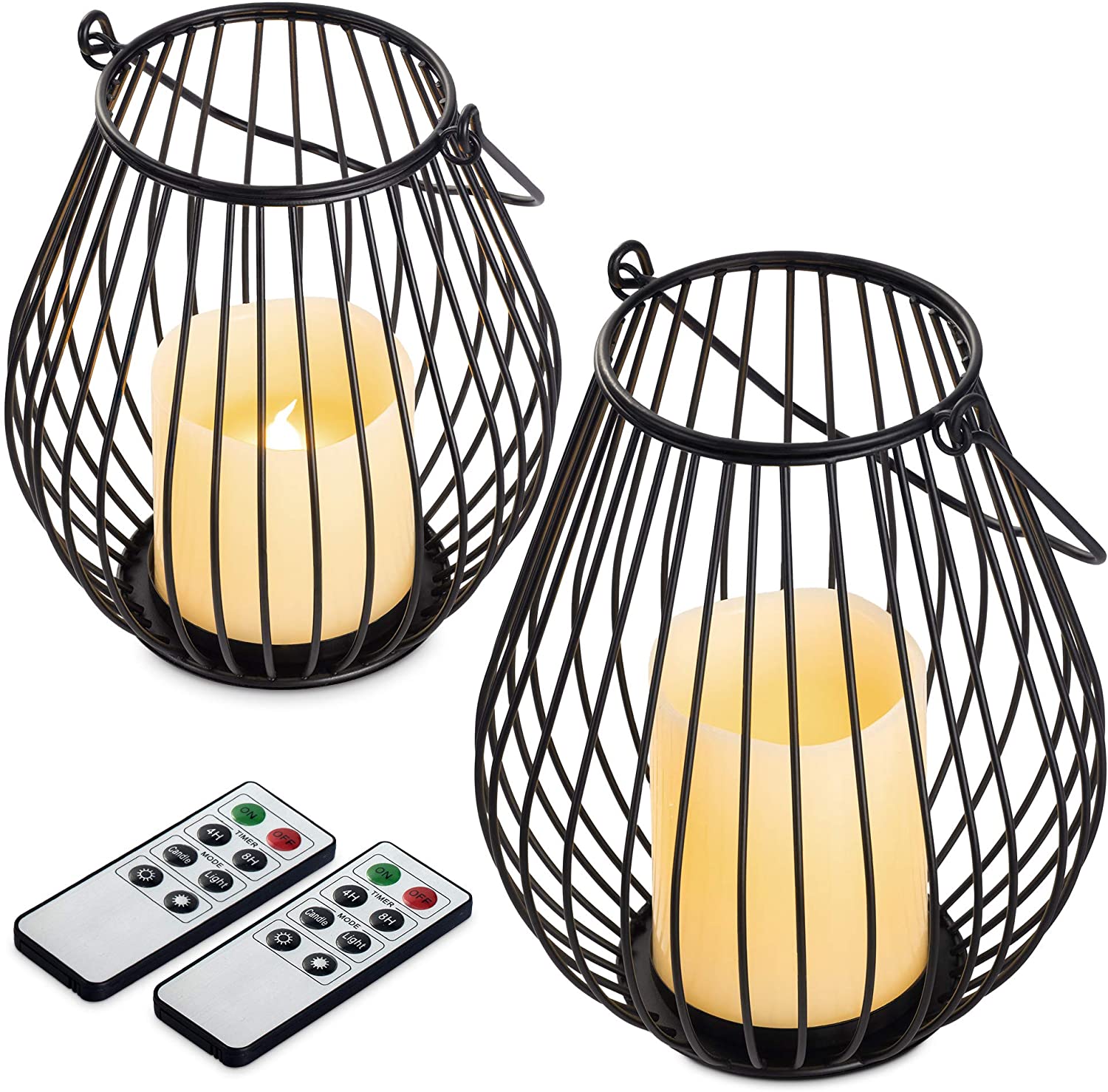 Navaris Σετ 2 Μεταλλικές Βάσεις με Κερί LED και τηλεχειριστήριο - Small / Medium - Black - 53376.04.02