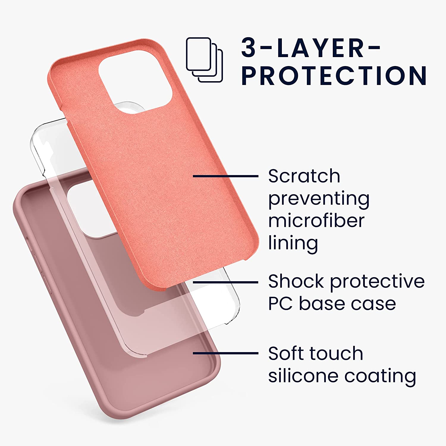 KW iPhone 13 Pro Θήκη Σιλικόνης Rubberized TPU - Rose Tan - 55880.193