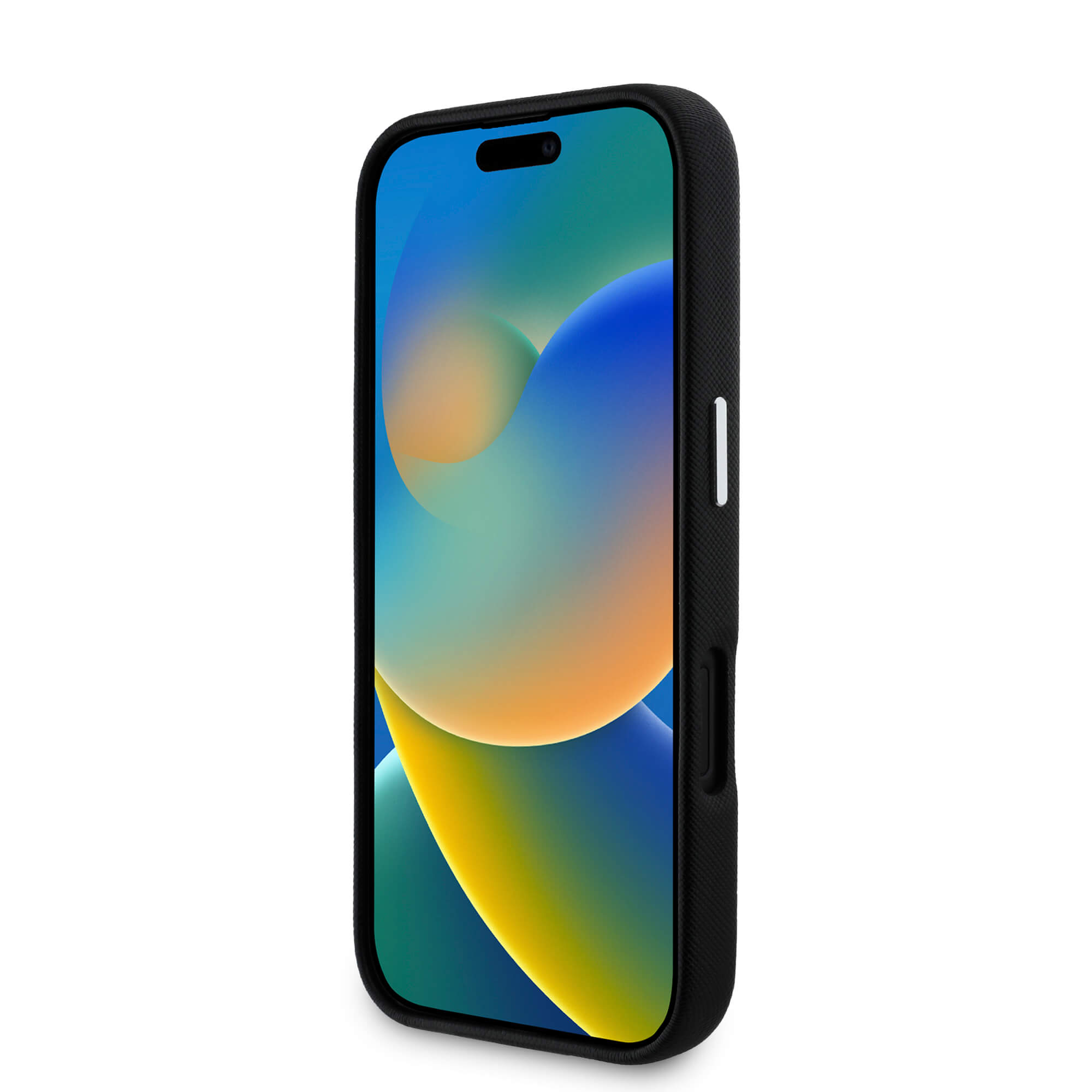 Karl Lagerfeld iPhone 16 - Saffiano Full Wrapped Elongated Metal Logo - MagSafe Σκληρή Θήκη με Επένδυση Συνθετικού Δέρματος και Πλαίσιο Σιλικόνης - Black - KLHMP16SPSAFWMCK