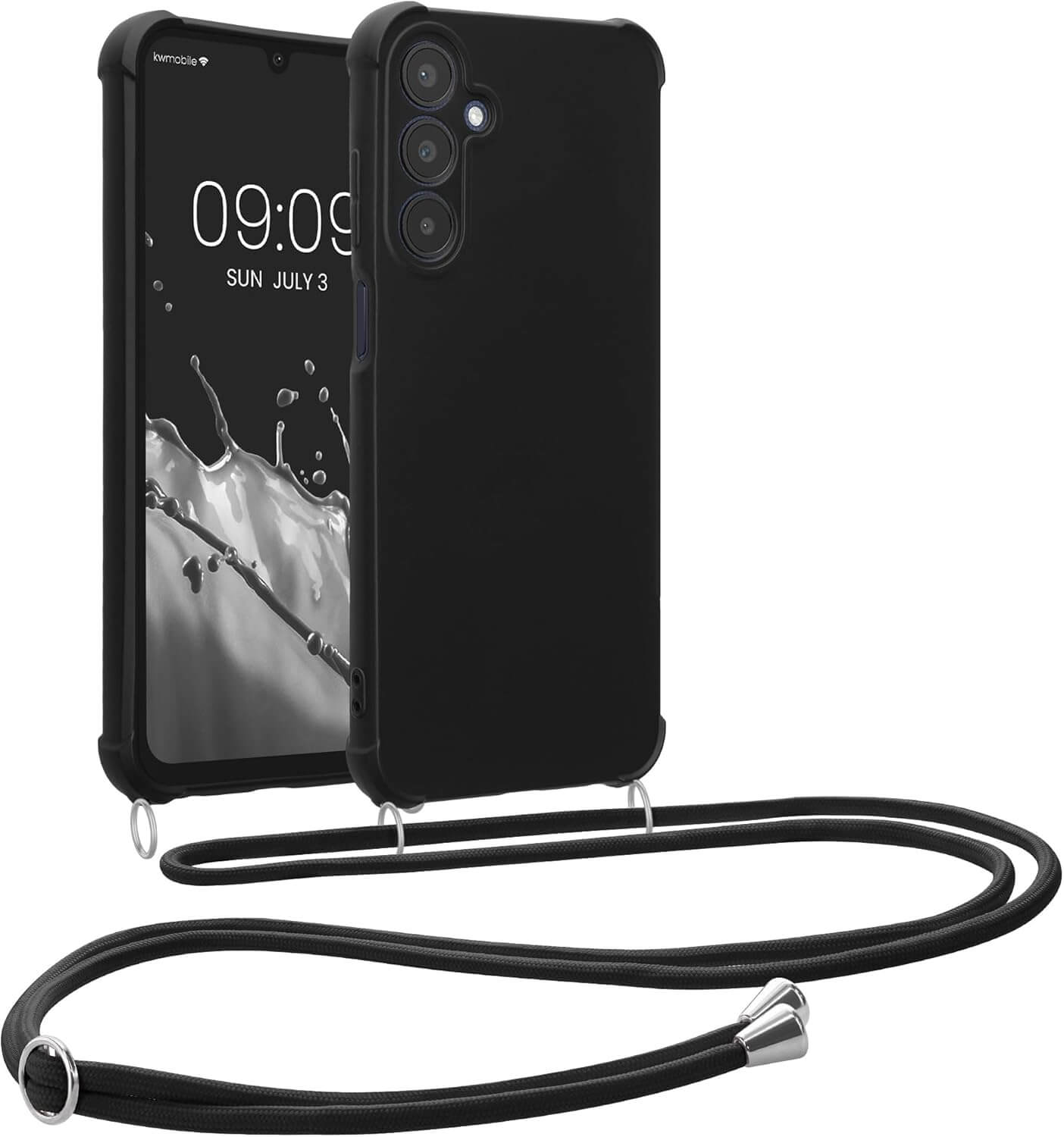 KW Samsung Galaxy A25 5G Θήκη Σιλικόνης TPU με Λουράκι - Black