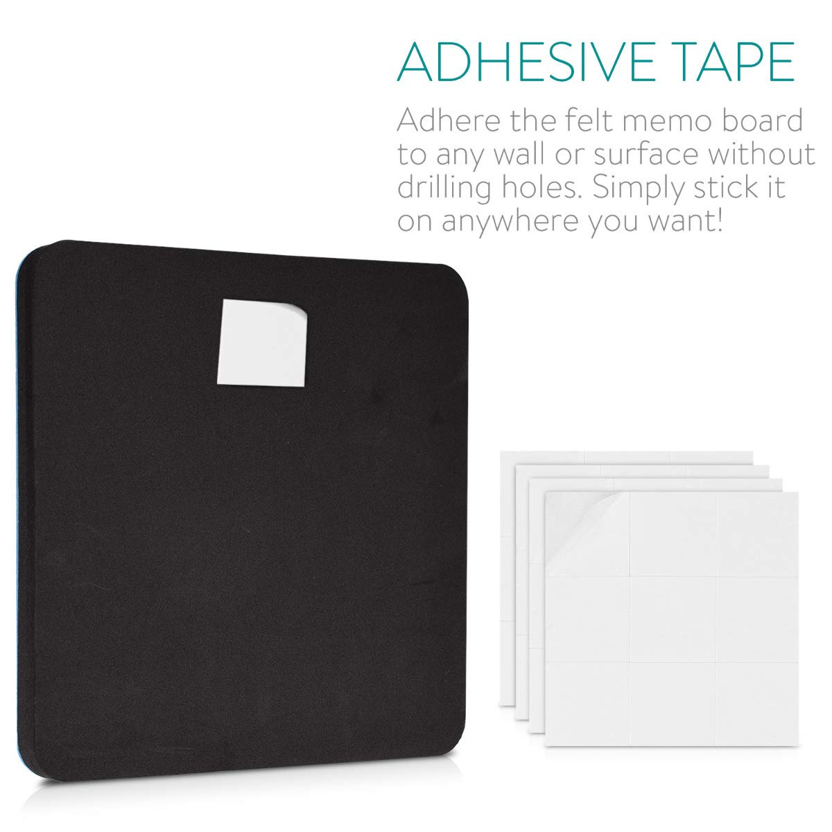 Navaris Square Felt Memo Boards - Σετ με 9 Πίνακες Ανακοινώσεων και Πινέζες - Light Grey / Dark Grey / Light Blue - 46231.01