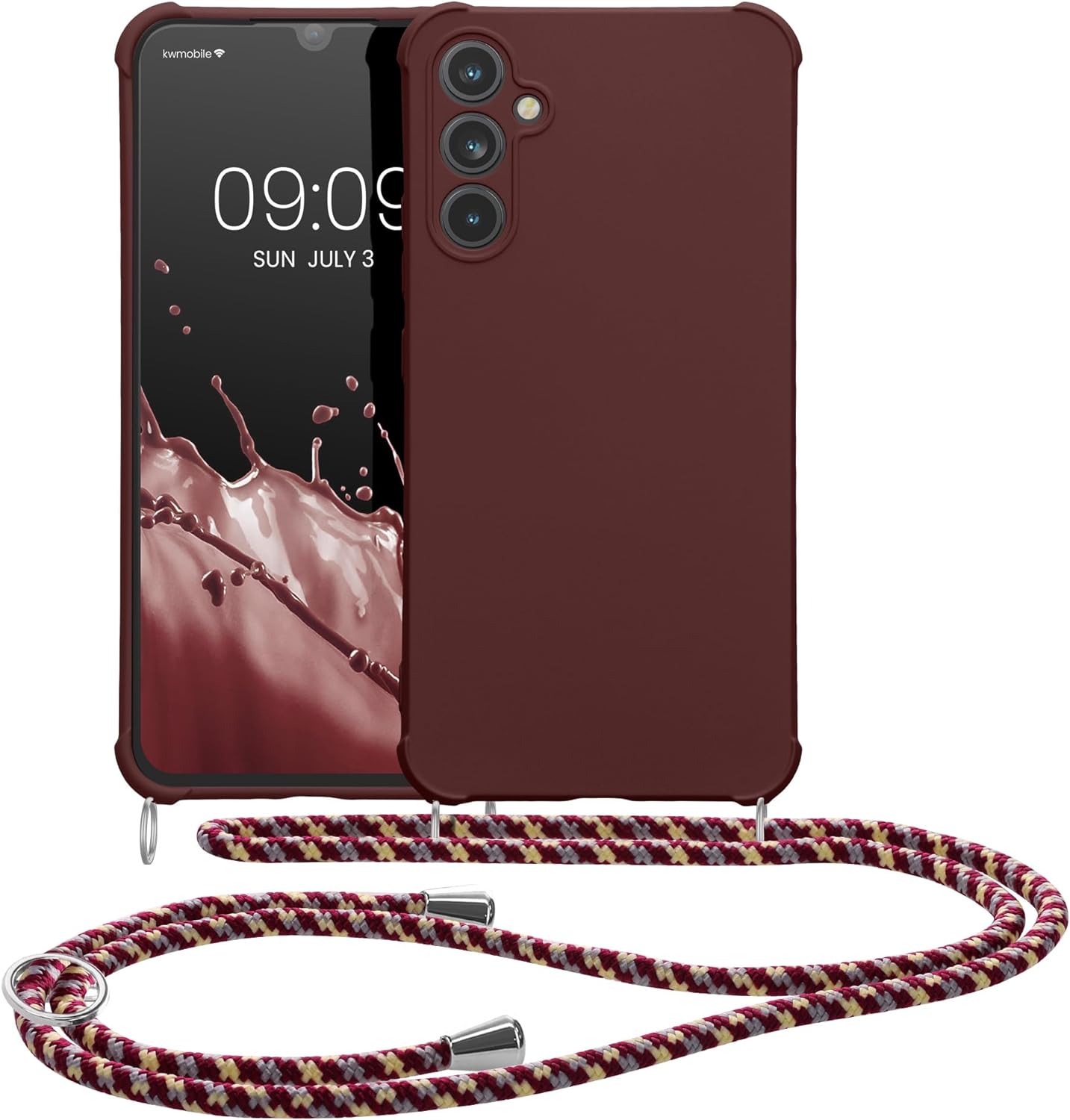 KW Samsung Galaxy A34 5G Θήκη Σιλικόνης TPU με Λουράκι - Bordeaux Purple - 60820.187