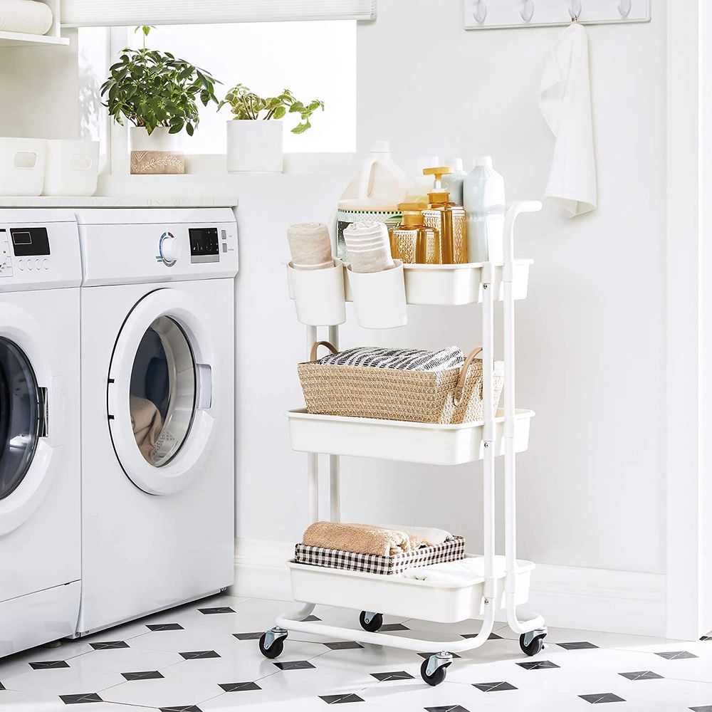 Songmics Καρότσι Οργάνωσης και Αποθήκευσης με 3 Ράφια - 42 x 35 x 86.5 cm - White - BSC067W01