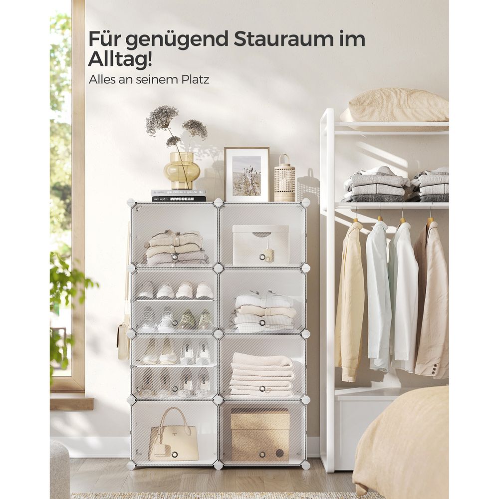 Songmics Πλαστική Παπουτσοθήκη με 8 Ράφια - White - LPC034W01