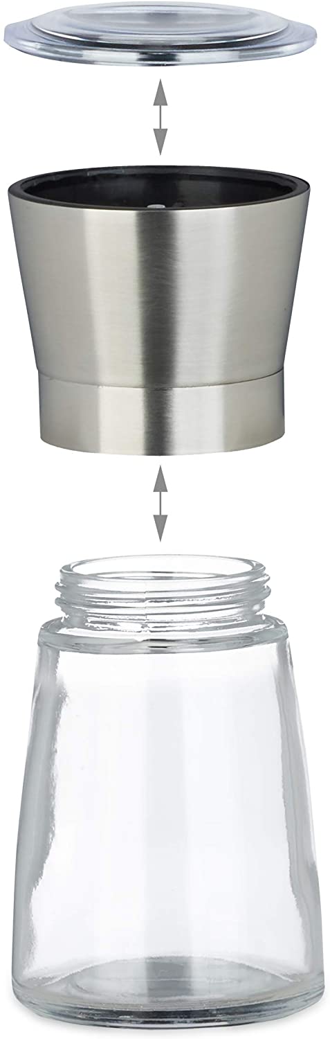 Relaxdays Σετ 2 Χειροκίνητοι Μύλοι Πιπεριού από Ανοξείδωτο Ατσάλι - Silver - 4052025232788