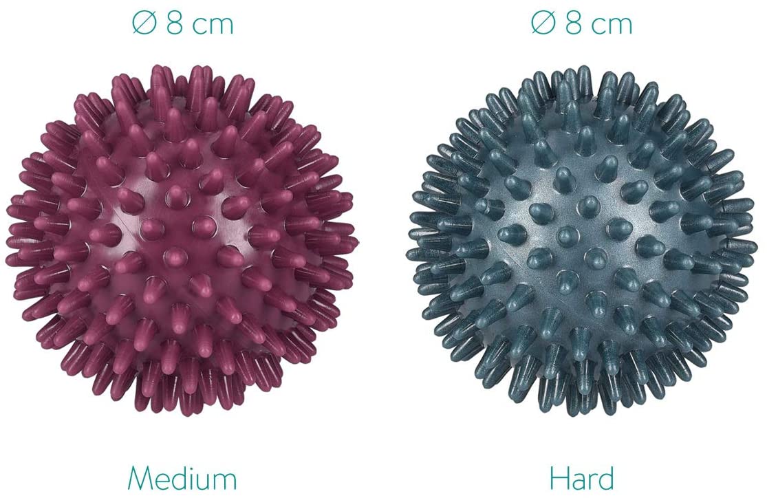 Navaris Hedgehog Massage Ball with Nubs Set of 2 - Μπάλες Μασάζ για Χέρια / Πόδια και Πλάτη - Berry / Petrol - 46951.3.02