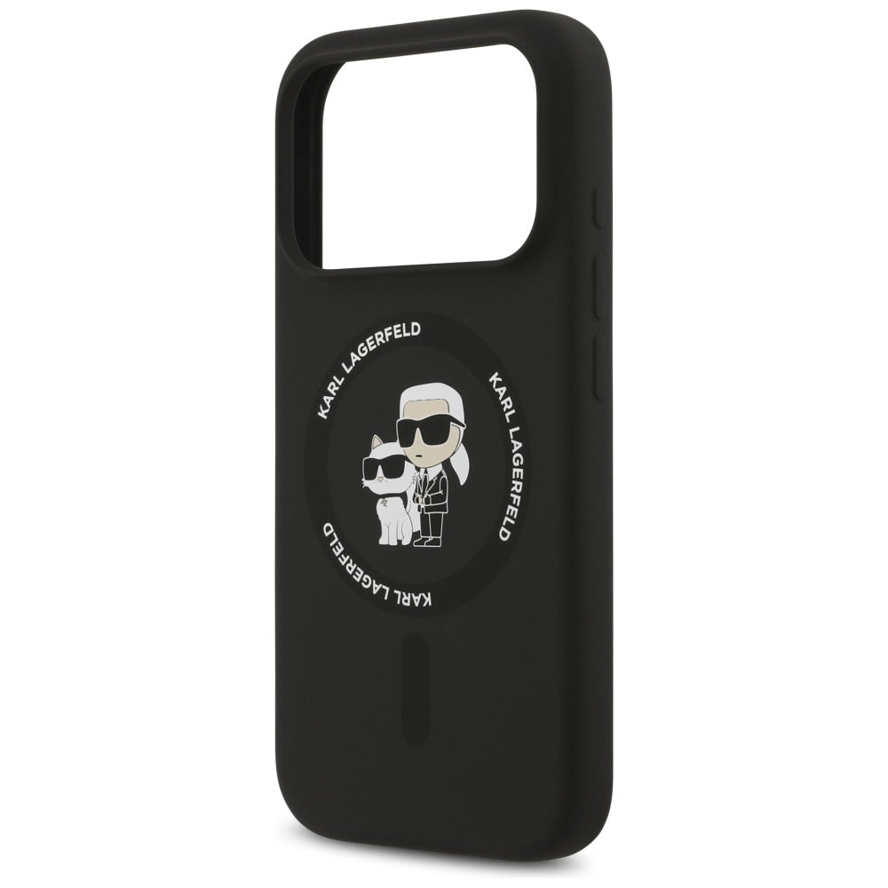 Karl Lagerfeld iPhone 17 Pro - Silicone Karl and Choupette Ring MagSafe Θήκη Σιλικόνης - Black - KLHMP17LSCMKCRHK