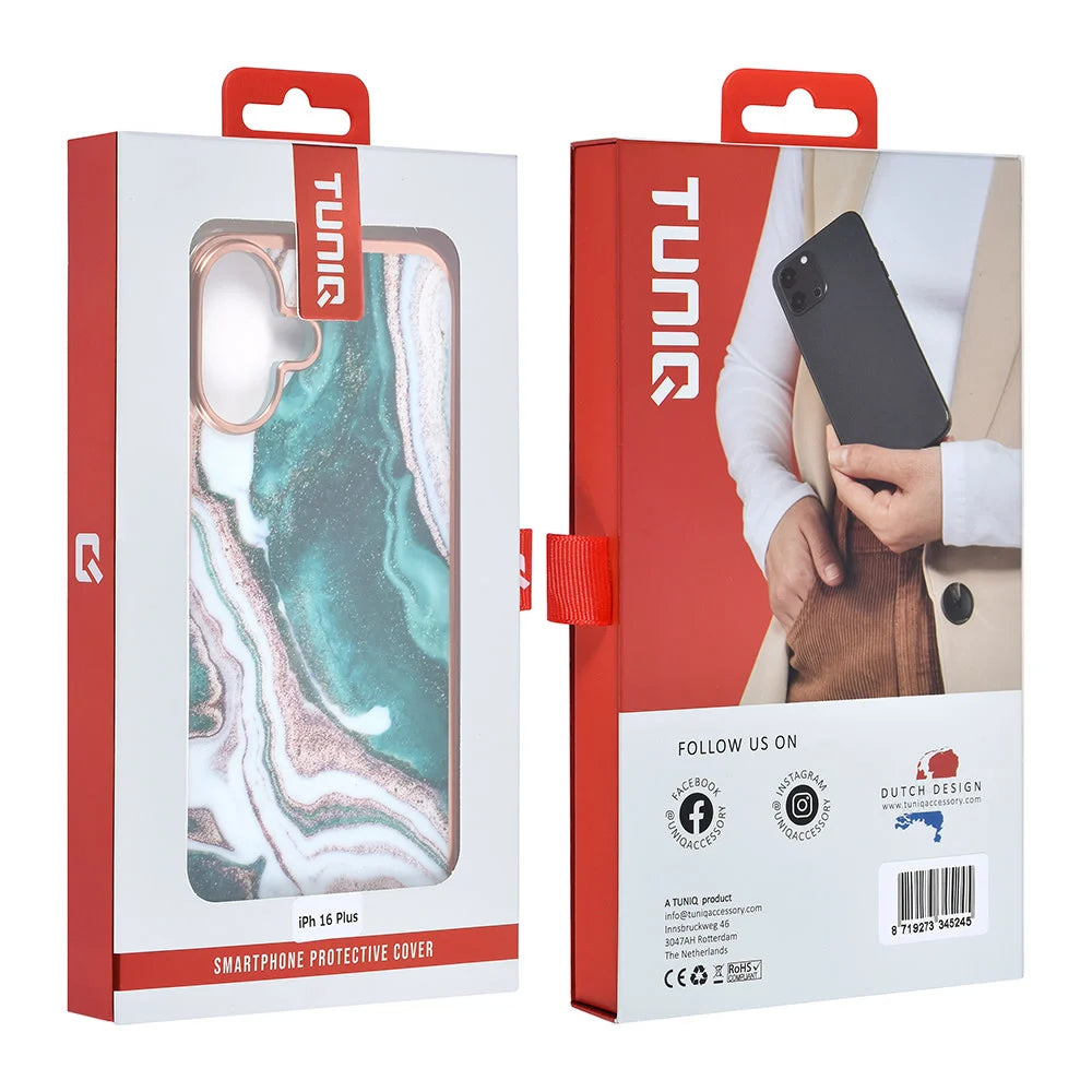 Tuniq iPhone 16 Plus Silicone Θήκη Σιλικόνης - Marble / Green