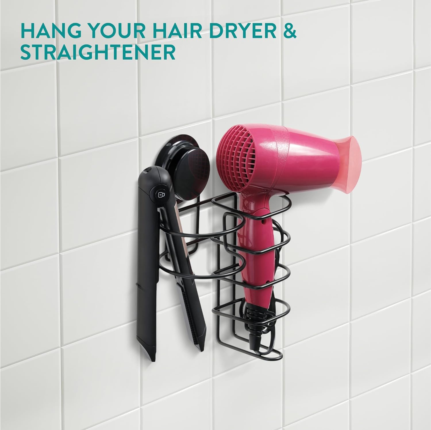 Navaris Μεταλλική Βάση με Βεντούζα για Πιστολάκι και Πρέσα Ισιώματος - Black - 50526.01