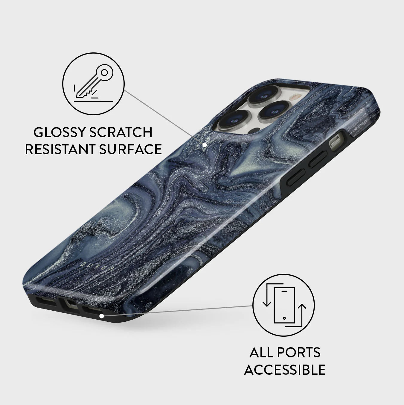 Burga iPhone 14 Pro Max Fashion Tough Σκληρή Θήκη - Navy Trench