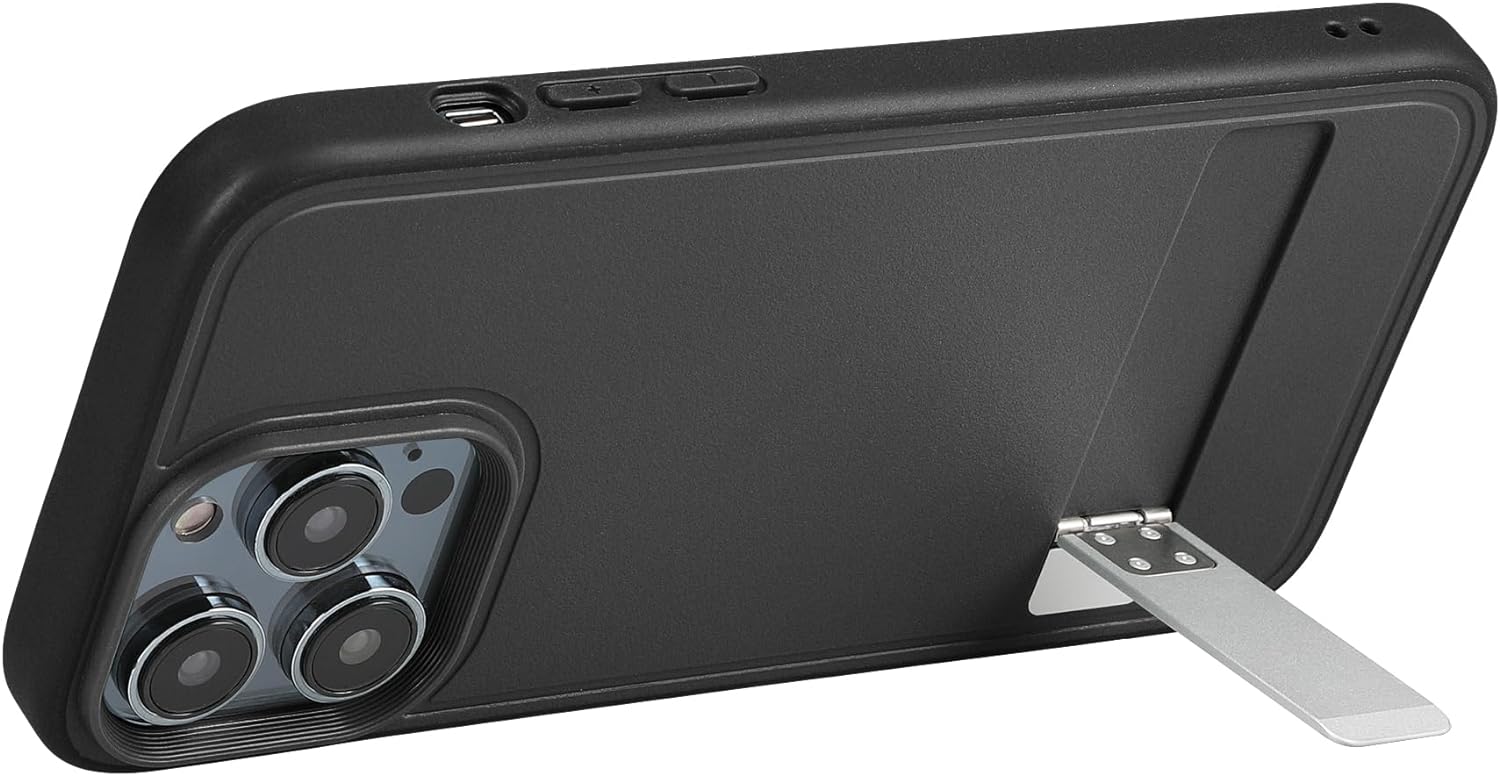 KW iPhone 15 Pro Σκληρή Θήκη με Πλαίσιο Σιλικόνης και Stand - Black - 62043.01