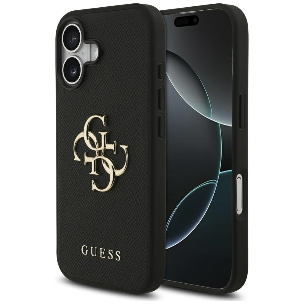 Guess iPhone 17 - Grained Big 4G and Classic Logo - Σκληρή Θήκη με Επένδυση από Οικολογικό Δέρμα - Black - GUHCP17SPGT4MBK