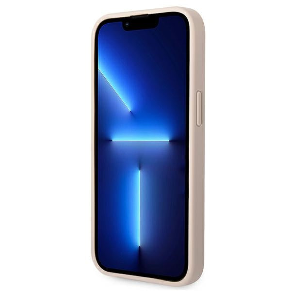 Guess iPhone 14 Plus - 4G Big Metal Logo Θήκη με Επένδυση Συνθετικού Δέρματος - Pink - GUHCP14M4GMGPI