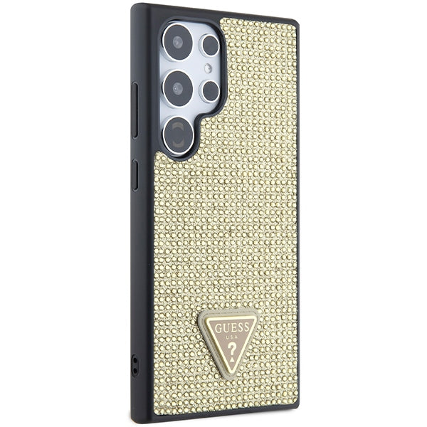 Guess Samsung Galaxy S24 Ultra - Rhinestone Triangle - Σκληρή Θήκη με Πλαίσιο Σιλικόνης - Gold - GUHCS24LHDGPPD