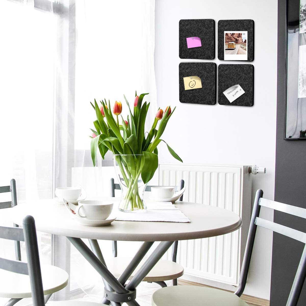 Navaris Square Felt Memo Boards - Σετ με 9 Πίνακες Ανακοινώσεων και Πινέζες - Dark Grey - 46231.01.19