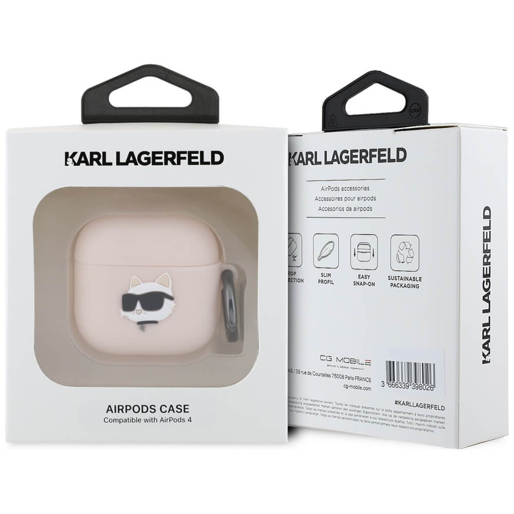 Karl Lagerfeld AirPods 4 Θήκη Σιλικόνης - Silicone Choupette Head 3D - Pink