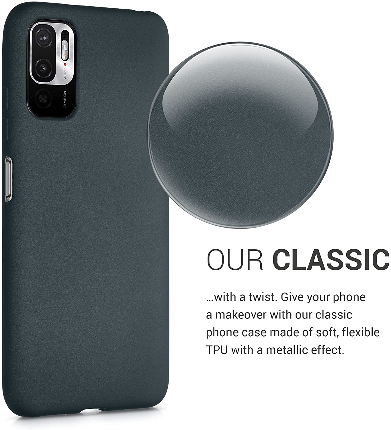 KW Xiaomi Redmi Note 10 5G / Poco M3 Pro 5G Θήκη Σιλικόνης TPU - Metallic Petrol - 54949.14