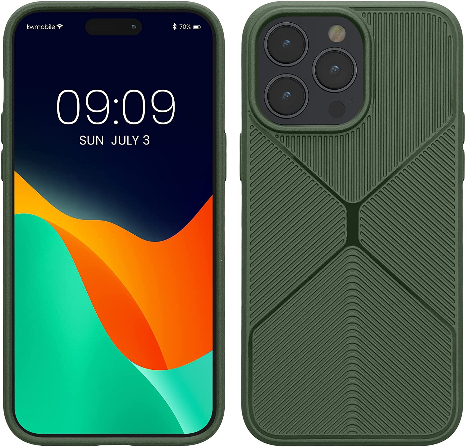KW iPhone 14 Pro Max Θήκη Σιλικόνης TPU - Design Geometric - Dark Green - 60412.80