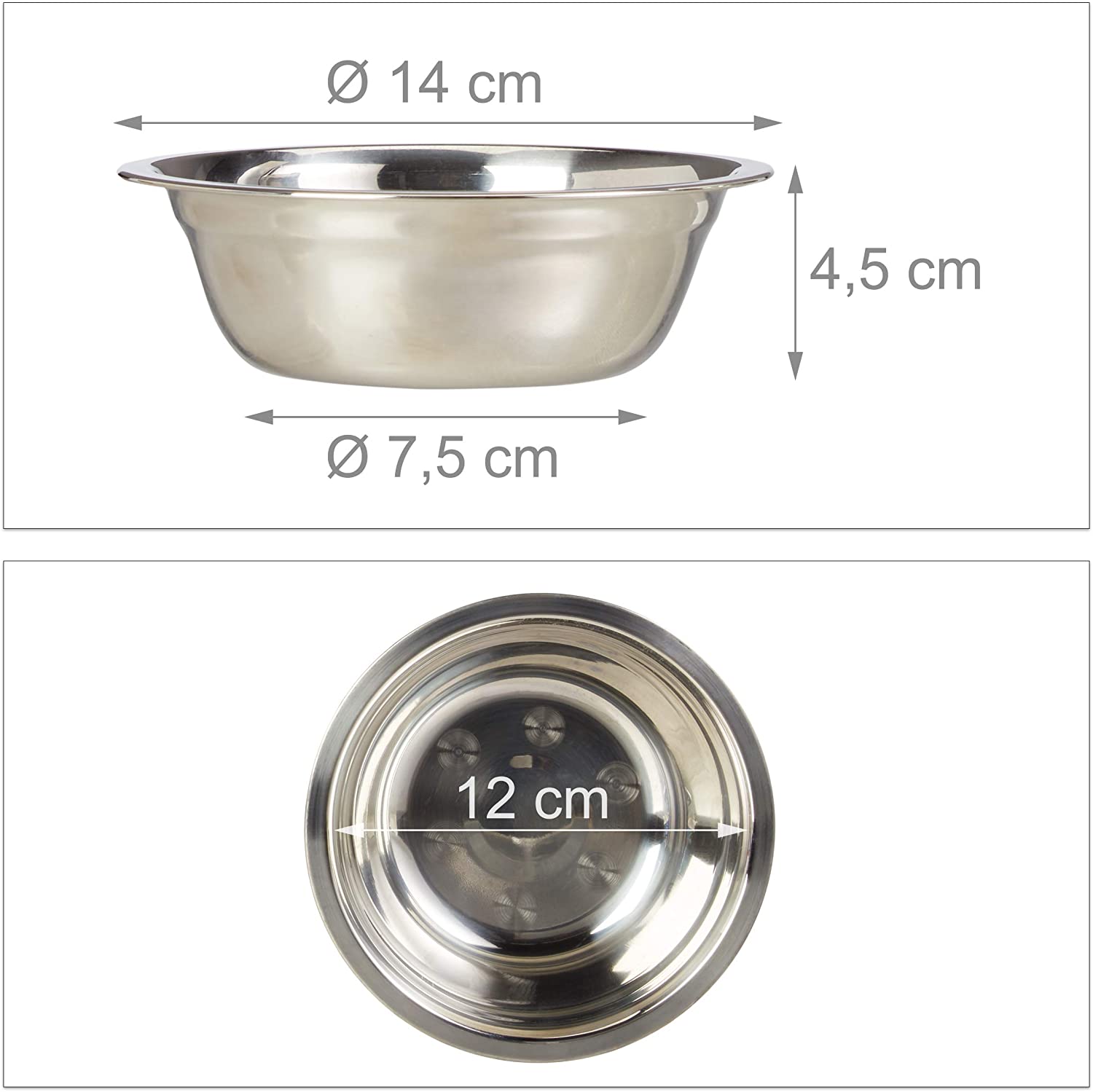 Relaxdays Σετ με 2 Μπολ από Ανοξείδωτο Ατσάλι σε Βάση από Μπαμπού για Κατοικίδια - 300 ml - Natural - 4052025227708