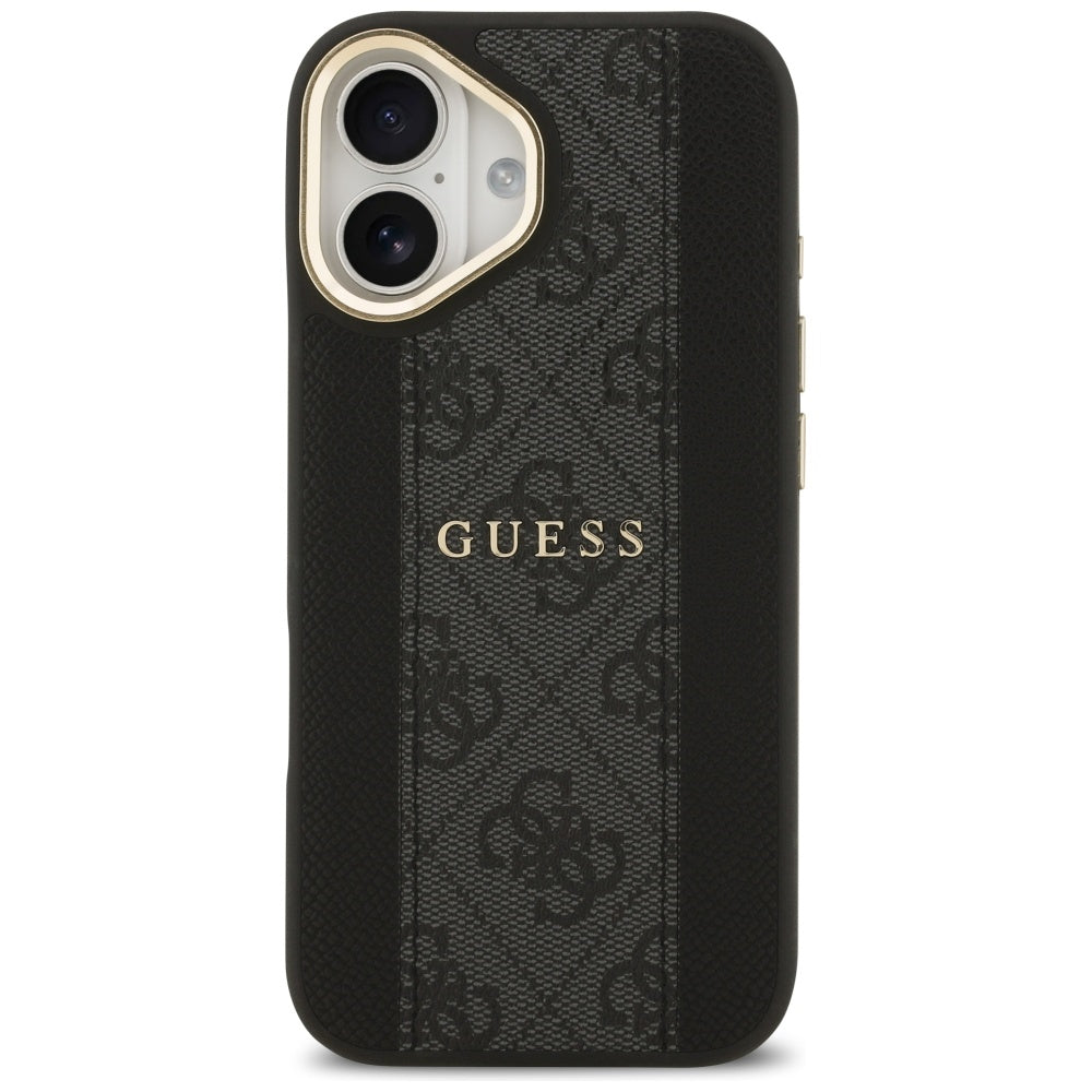 Guess iPhone 17 - 4G Stripe MagSafe - Θήκη με Επένδυση Συνθετικού Δέρματος - Black - GUHMP17SPG4SEMCK