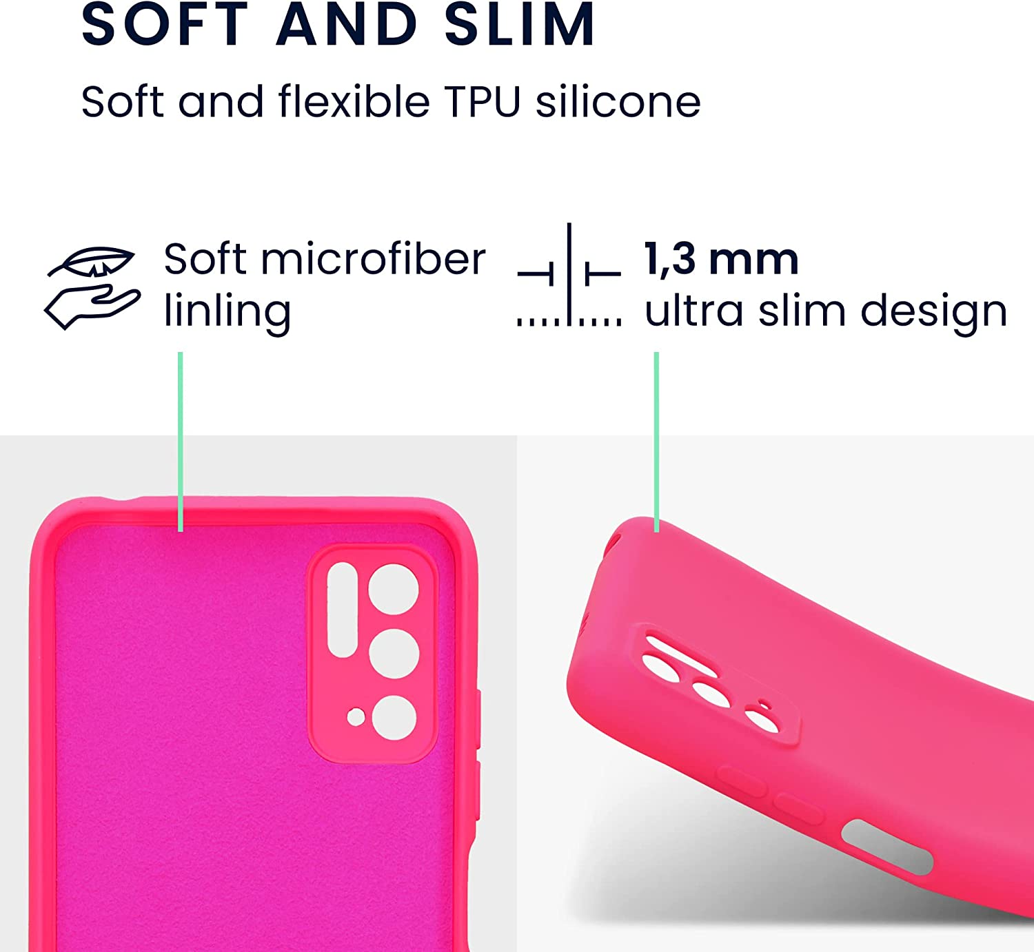 KW Xiaomi Redmi Note 10 5G / Poco M3 Pro 5G Θήκη Σιλικόνης Rubberized TPU - Neon Pink - 57816.77