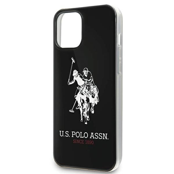 US Polo iPhone 12 Pro Max Shiny Big Logo Σκληρή Θήκη με Πλαίσιο Σιλικόνης - Black - USHCP12LTPUHRBK