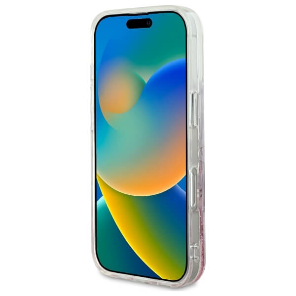 Guess iPhone 16 Pro Max - Liquid Glitter Flower - MagSafe Σκληρή Θήκη με Πλαίσιο Σιλικόνης - Διάφανη - GUHMP16XLFMWTP