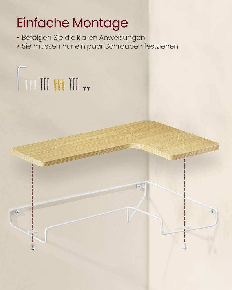 Vasagle Σετ με 2 Επιτοίχια Γωνιακά Ράφια σε Σχήμα L - Natural Oak / Cloud White - LLS831Y70