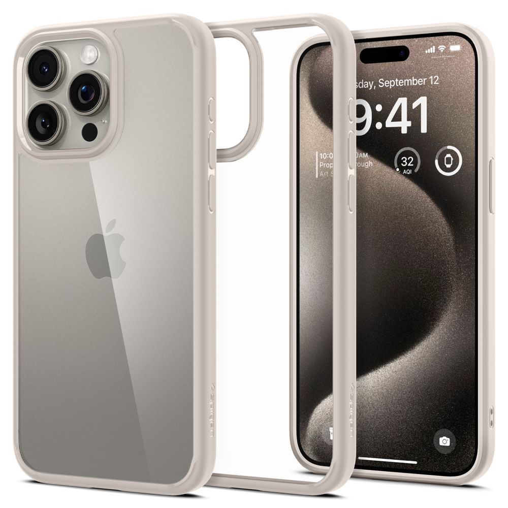 Spigen iPhone 15 Pro Max Ultra Hybrid Σκληρή Θήκη με Πλαίσιο Σιλικόνης - Natural Titanium