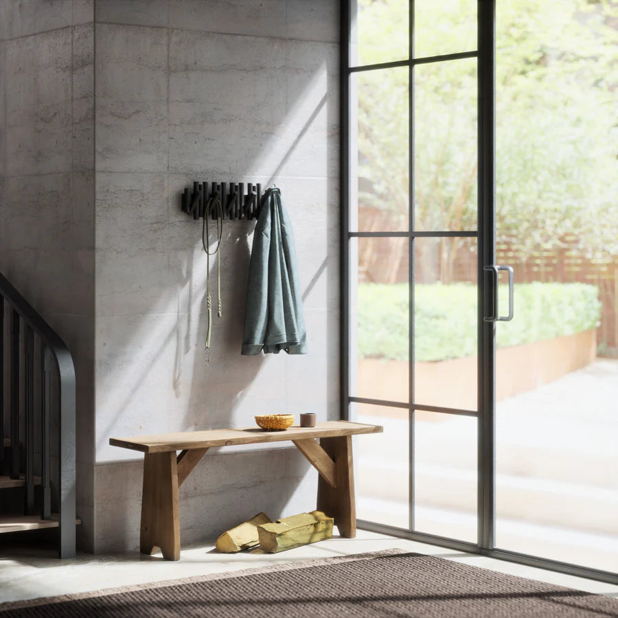 Umbra Picket Ξύλινη Επιτοίχια Κρεμάστρα με 5 Αναδιπλούμενους Γάντζους - Black