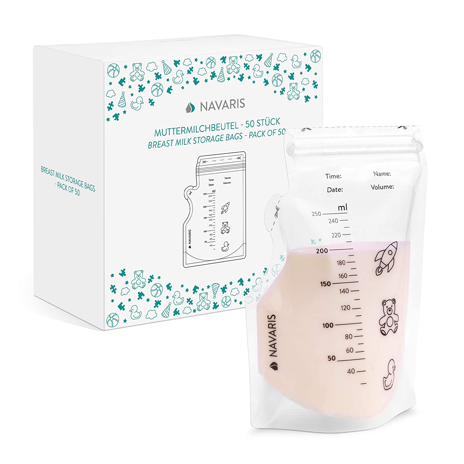 Navaris Σακούλες Αποθήκευσης Μητρικού Γάλακτος Set of 50 - White - 53219.01