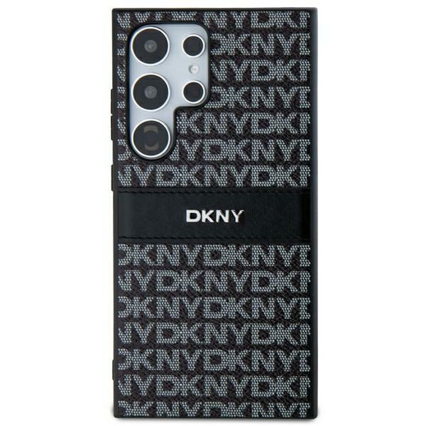 DKNY Samsung Galaxy S24 Ultra - Mono Stripe and Metal Logo Σκληρή Θήκη με Επένδυση Συνθετικού Δέρματος - Black
