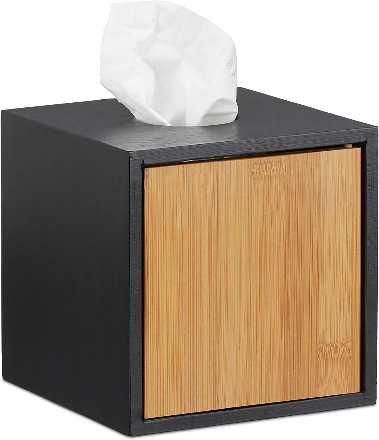 Relaxdays Ξύλινο Κουτί Αποθήκευσης για Χαρτομάντηλα από Μπαμπού - Black - 4052025221782