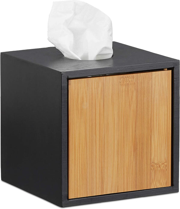 Relaxdays Ξύλινο Κουτί Αποθήκευσης για Χαρτομάντηλα από Μπαμπού - Black - 4052025221782 - likebrands.gr