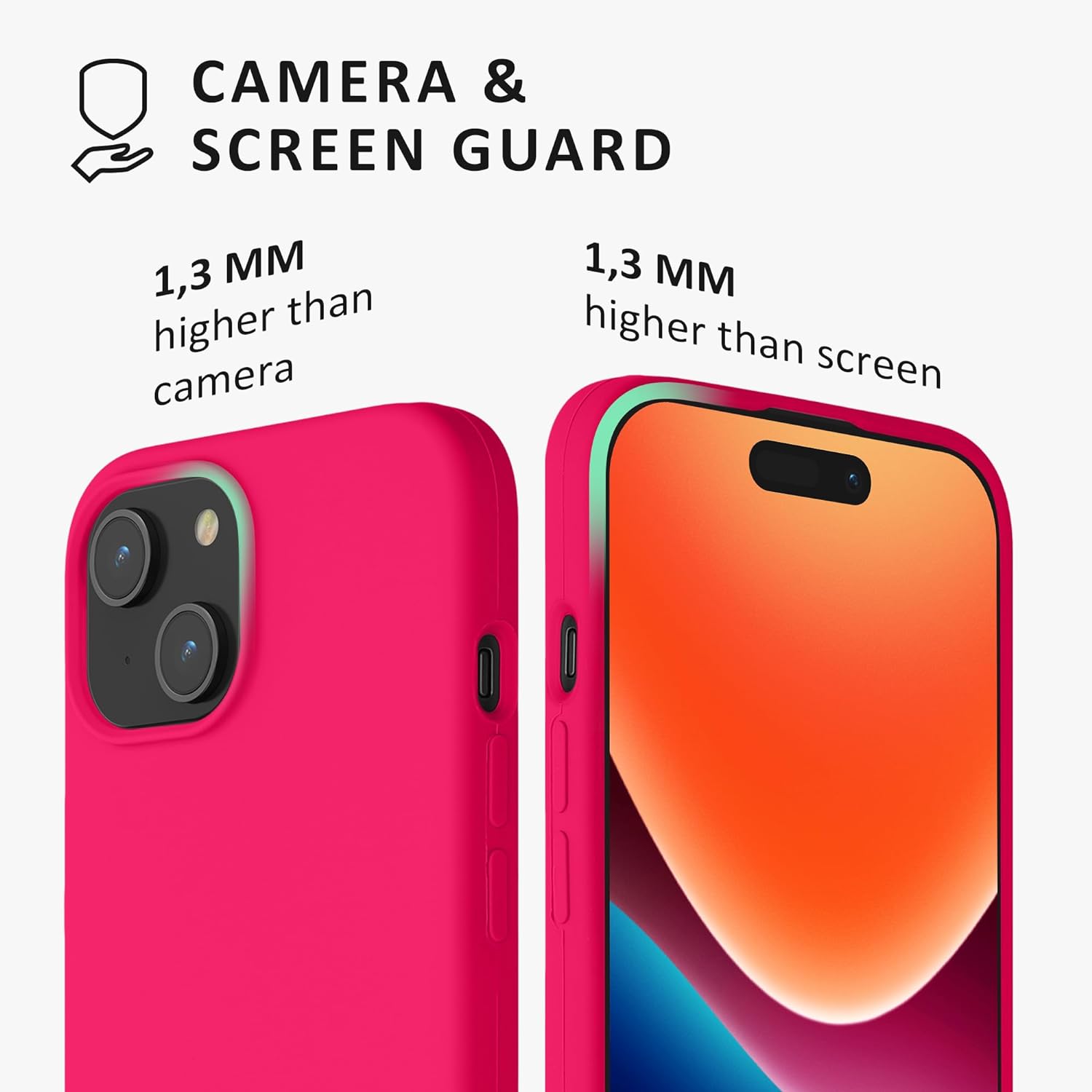 Kalibri iPhone 15 Θήκη Σιλικόνης Rubberized TPU - Neon Pink