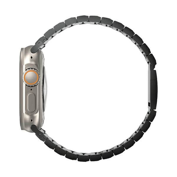 Uniq Λουράκι Apple Watch 2 / 3 / 4 / 5 / 6 / 7 / 8 / 9 / SE / SE 2 / Ultra / Ultra 2 - 42 / 44 / 45 / 49 mm Strova Mag από Ανοξείδωτο Ατσάλι - Midnight Black