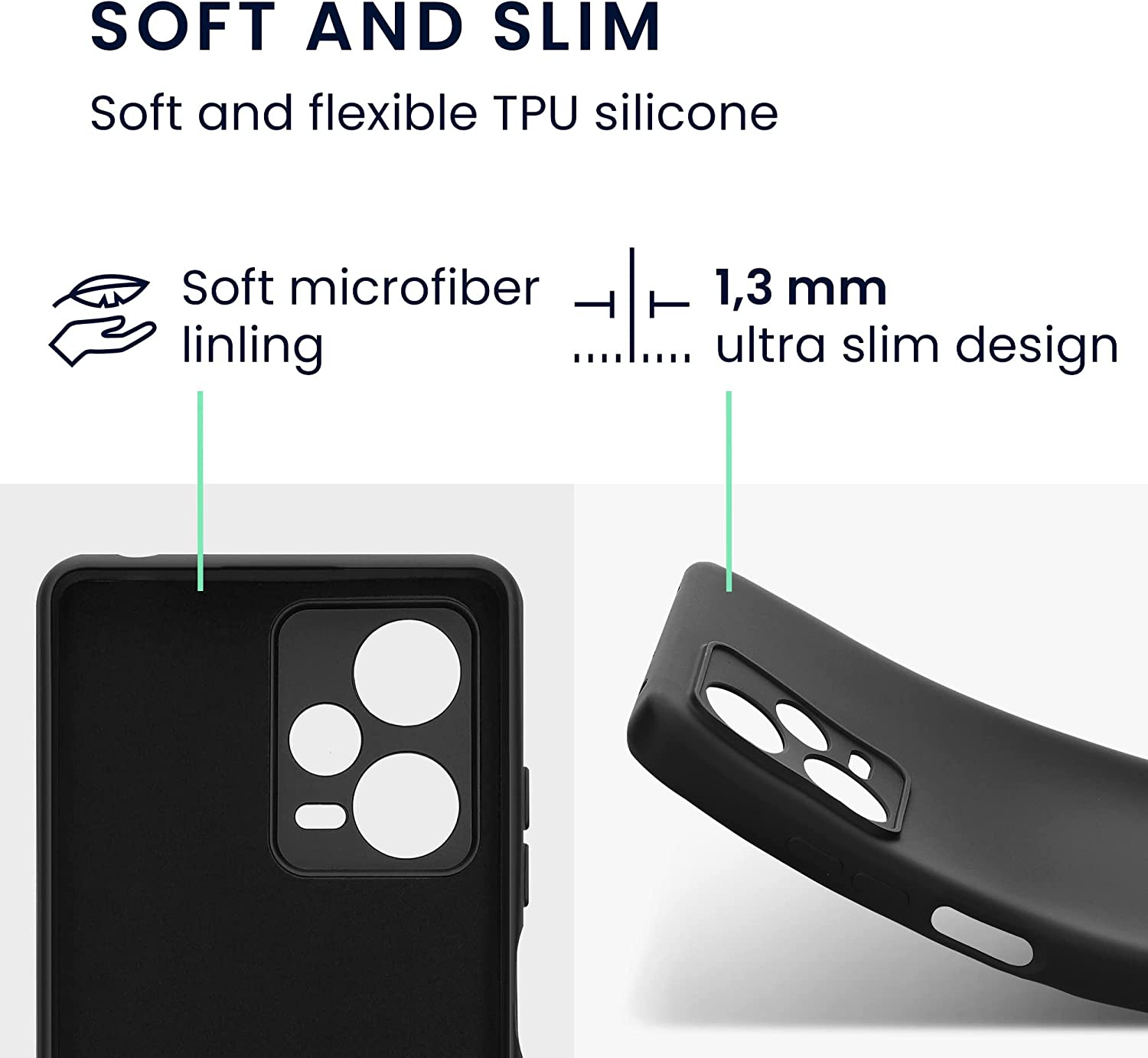 KW Xiaomi Redmi Note 12 Pro+ Θήκη Σιλικόνης Rubberized TPU - Black - 60734.01