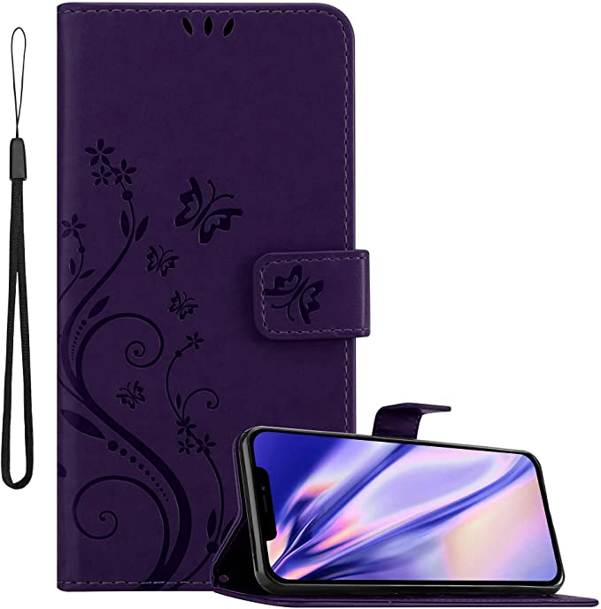 Cadorabo iPhone 13 Pro Θήκη Πορτοφόλι Stand από Δερματίνη - Floral - Dark Purple